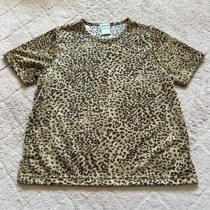 Vintage BonWorth Cheetah Print Short Sleeve Top Preppy Capsule‎ Grandma Size XSP
